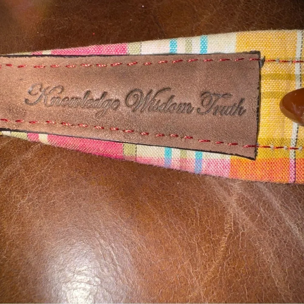 Robert Graham Men's Brown Multicolor Leather Plaid Belt Size 42/105